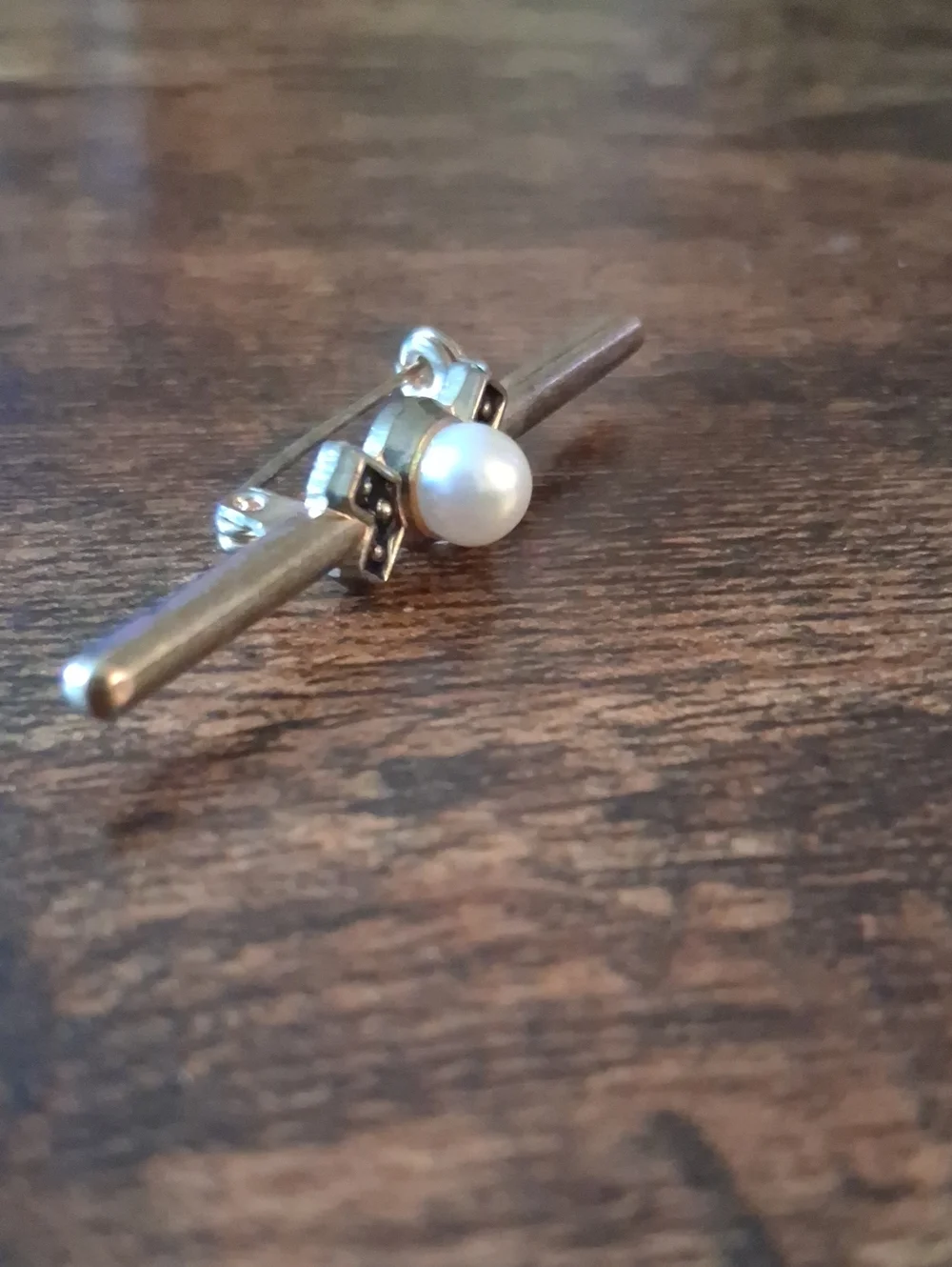 Pearl and Black Enamel Stick Pin - Classic Women's Jewelry Vintage